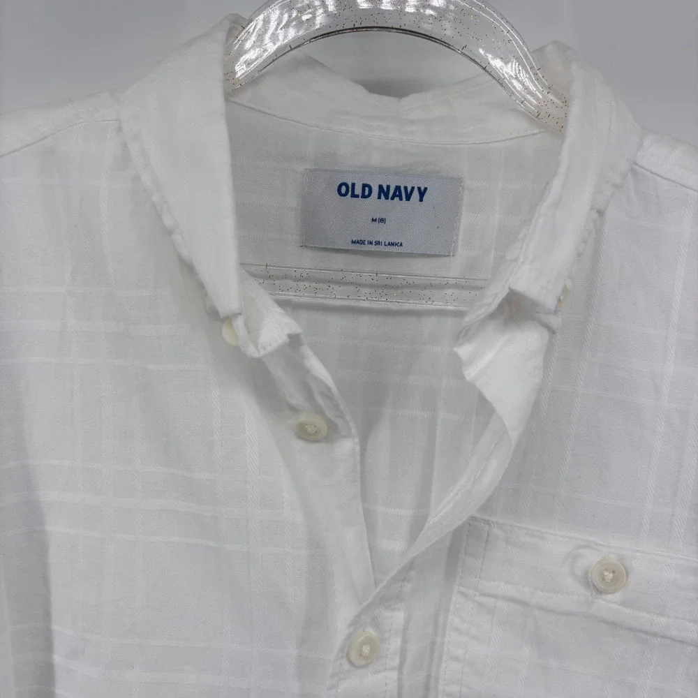 Old Navy‎ Boys White Plaid Short Sleeve Button Down Casual Shirt
